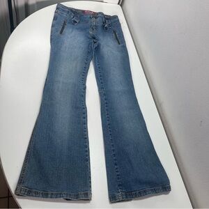 Vtg Y2K Low Rise Flare Jeans Wide Leg Women 7 Grunge Festival Zana Di Boho
